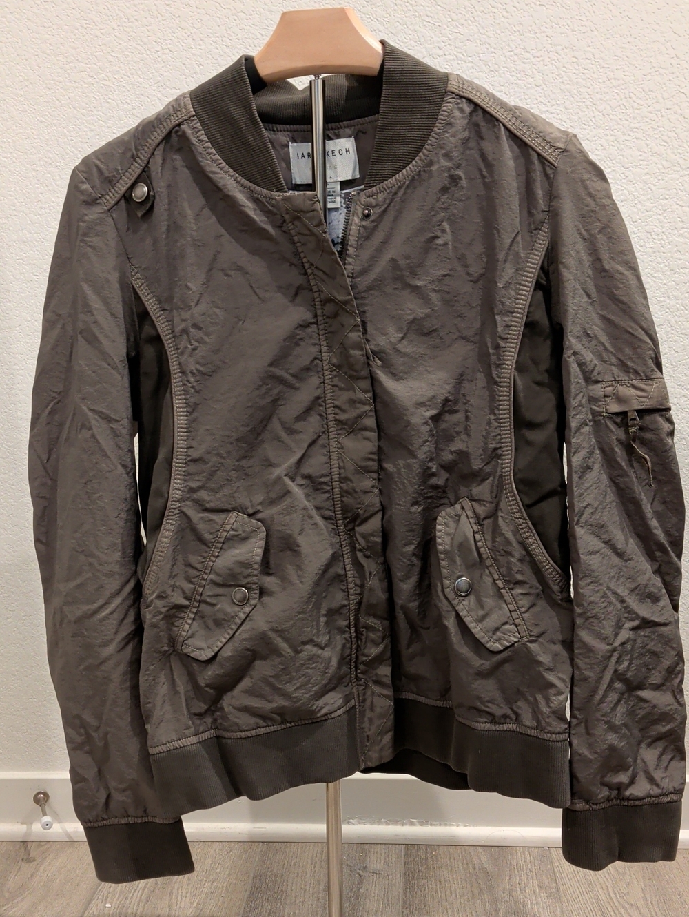 Lightweight Vintage Marrakech Olive Bomber Jacket with Utility Pockets.